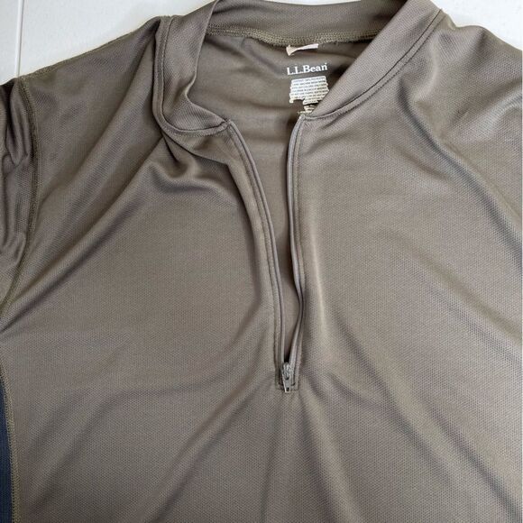 LL Bean Comfort Bicycling Biking Jersey Olive Gray Zipper Pocket Men Medium - Picture 5 of 12